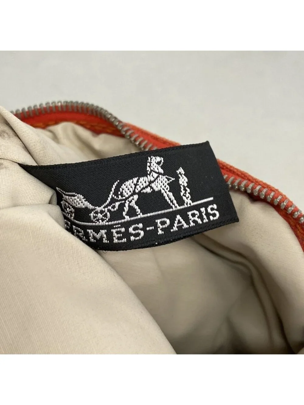 Hermes Pouch Bolide Canvas Orange Silver